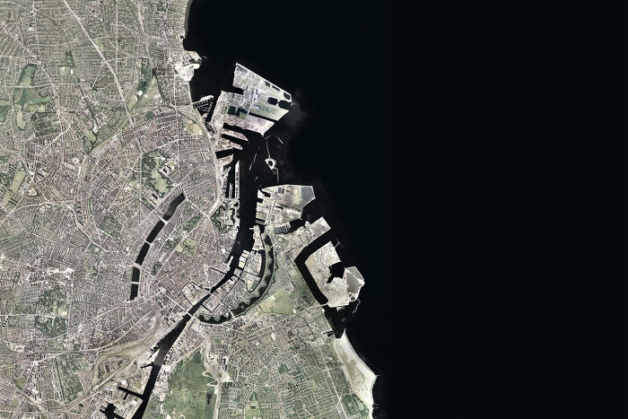Copenhagen today Google, ©2005 Maxar Technologies, Landsat / Copernicus Image, Scankort